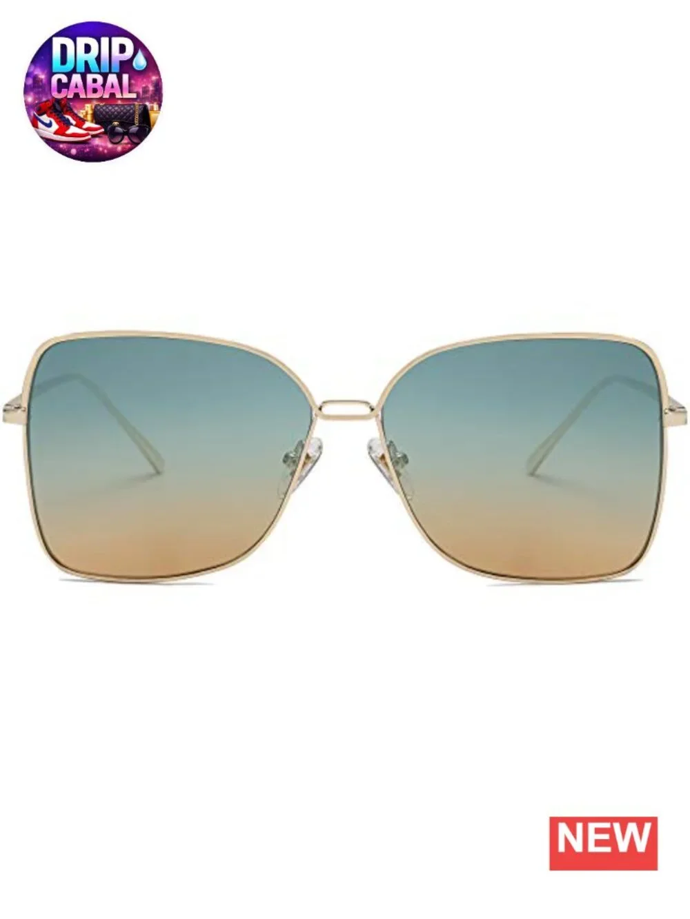 Oversized Square Sunglasses UV400 Metal Frame